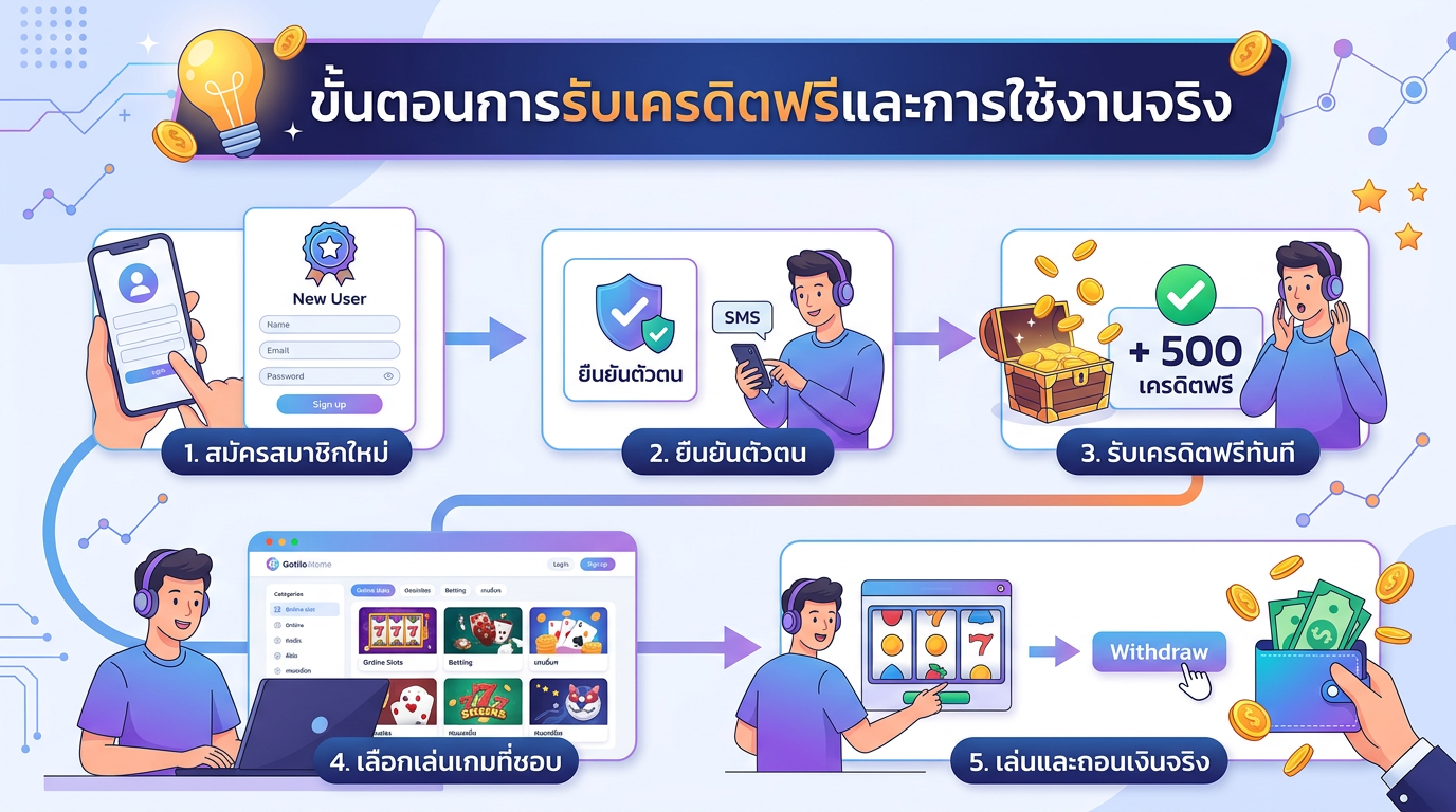 ขั้นตอนการรับเครดิตฟรีและการใช้งานจริงบนเว็บ เครดิตฟรี ได้จริง