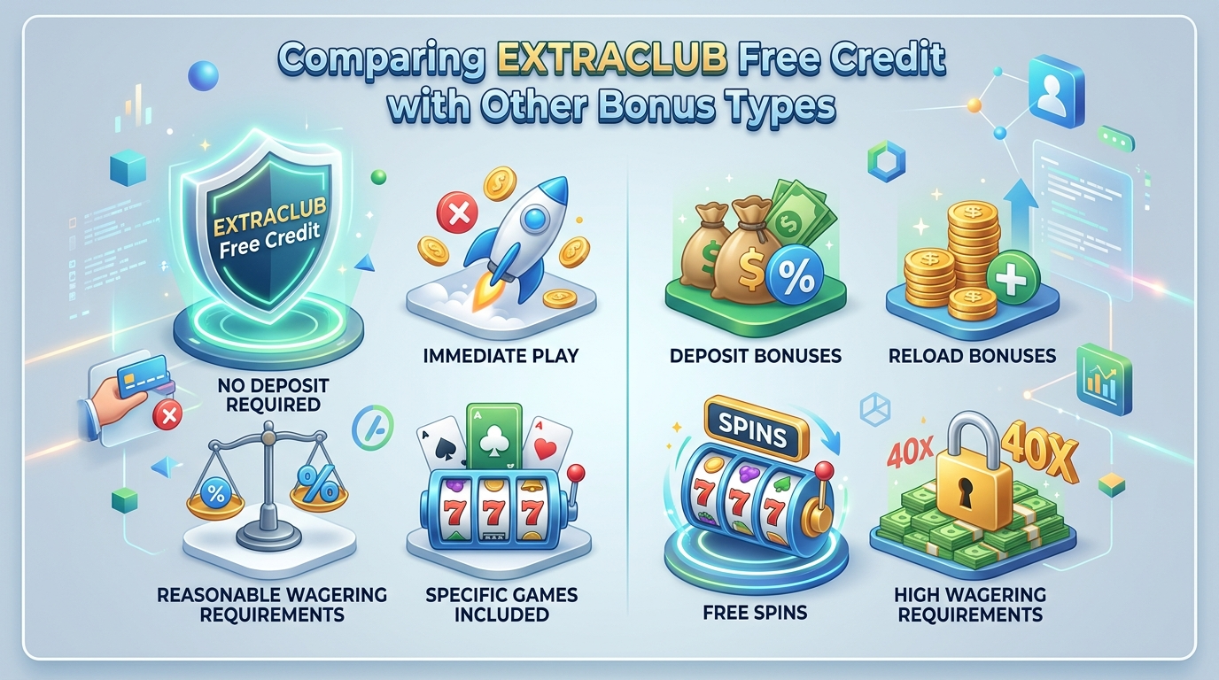 เปรียบเทียบ EXTRACLUB เครดิตฟรี กับโบนัสประเภทอื่นๆ